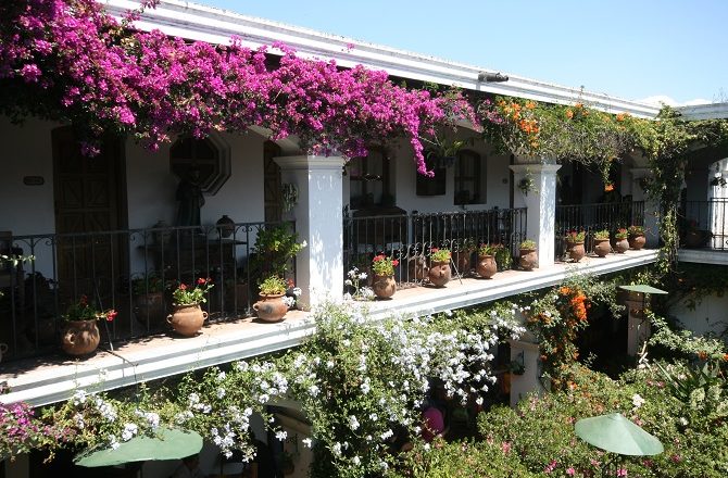 The courtyard of the Hotel Santo Tomas in Chichicastenango