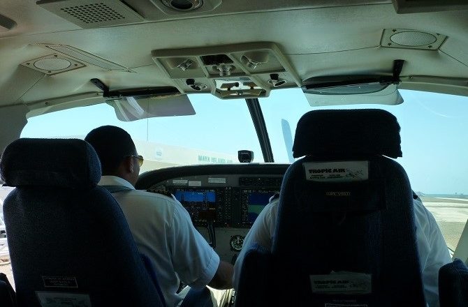 The pilots on a Tropic Air flight in Belize
