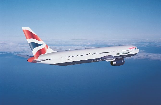 A British Airways 777 inflight