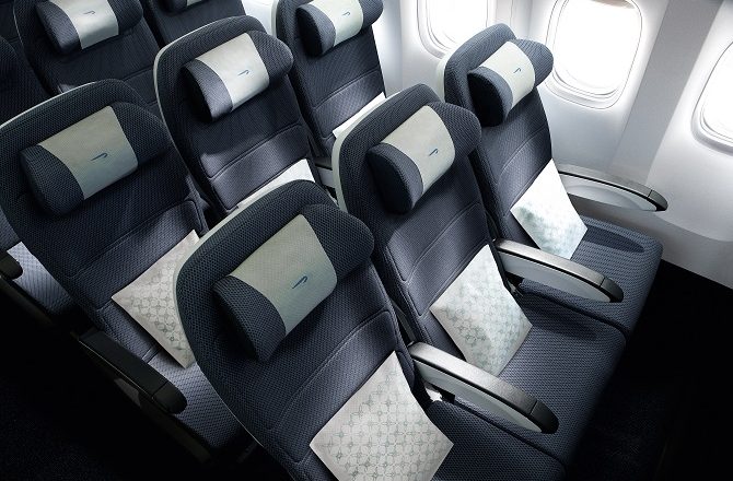 The economy seating on a British Airways A380