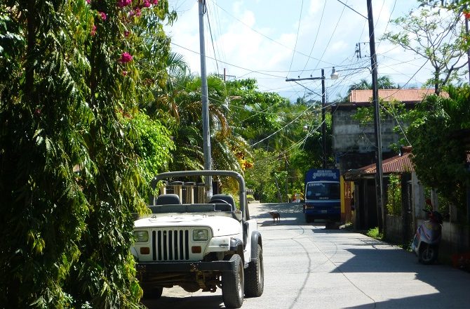 A quiet street in Livingston, Guatemala