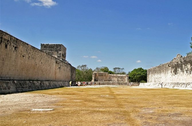 The ballcourt at the Mayan ruins of Chichen Itza