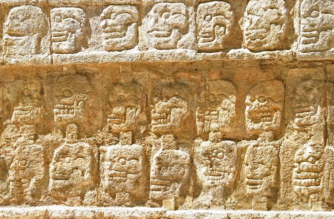 Skull carvings at Chichen Itza