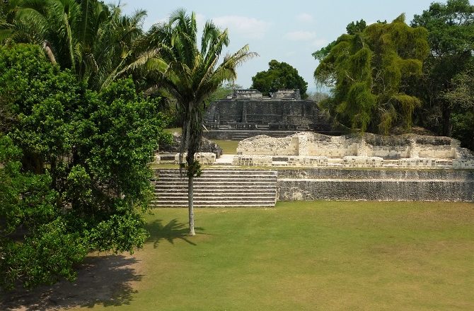 Howler monkeys can often be spotted at the Mayan ruins at Xunantunich in Belize.