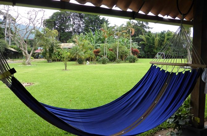 A hammock in the garden at Posada de don Rodrigo