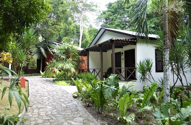 The Jungle Lodge Tikal is an hour from Flores