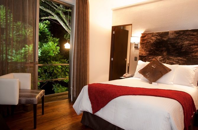 A bedroom at La Inmaculada Hotel in Guatemala City
